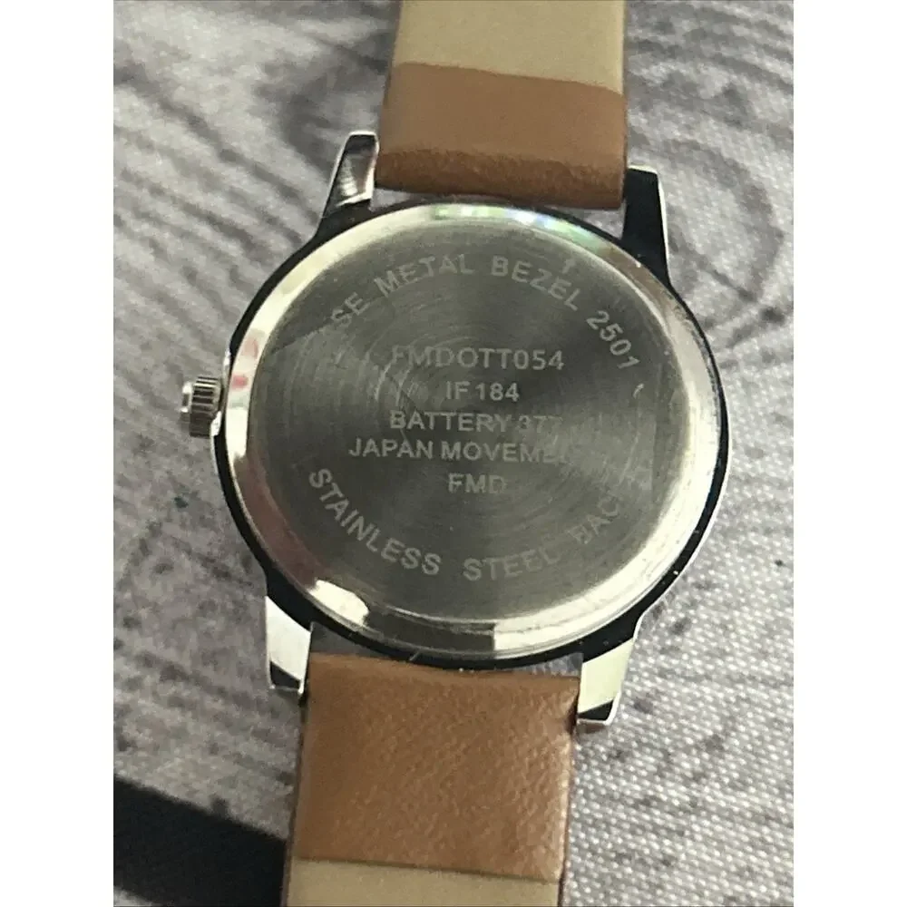 Silver Tone White Dial Brown Band Women’s Quartz Watch